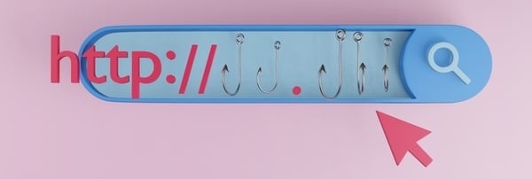In einer URL-Leiste finden sich Angelhaken statt Buchstaben