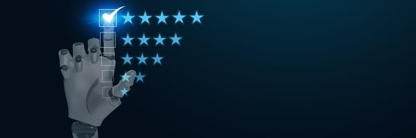 Eine künstliche Hand wählt 5 Sterne aus